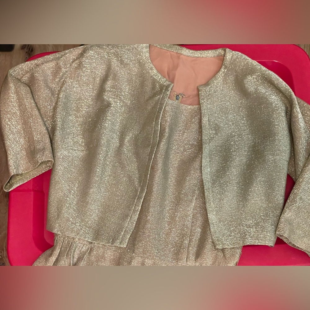 1950’s VTG bombshell Cathy Gray Gold Lurex cocktail Wiggle dress & bolero Set S - Picture 15 of 17